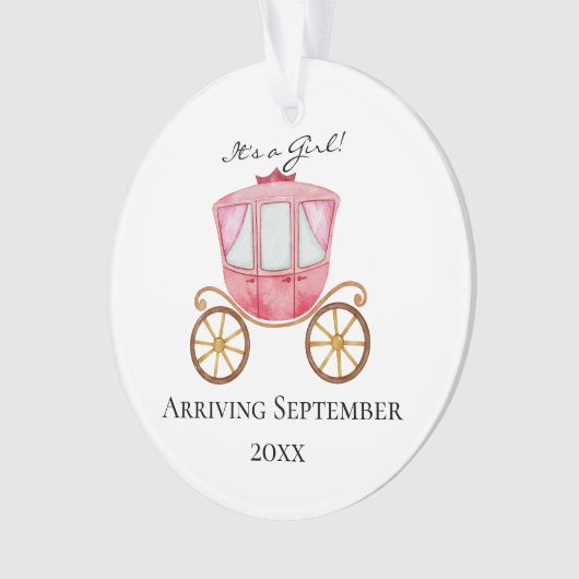 Es ist ein Mädchen! Ankündigung der Pink Carriage Ornament (Vorderseite)