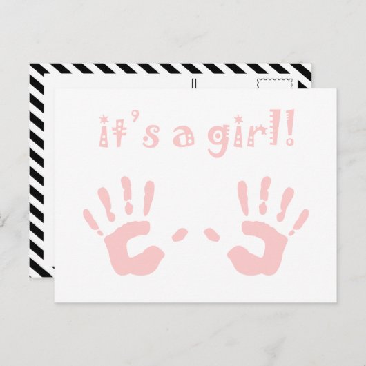 Es ist ein Mädchen : Ankündigung von Handdrucken f (Vorne/Hinten)