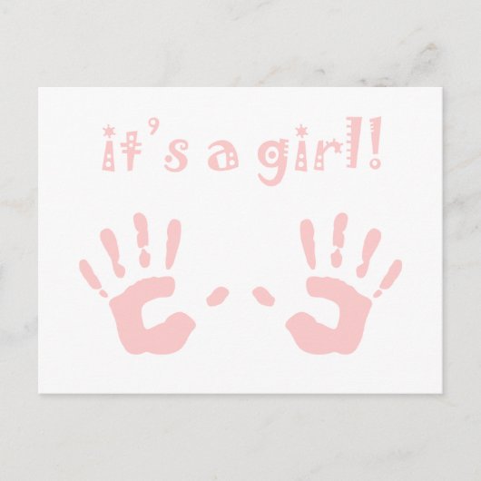 Es ist ein Mädchen : Ankündigung von Handdrucken f (Vorderseite)