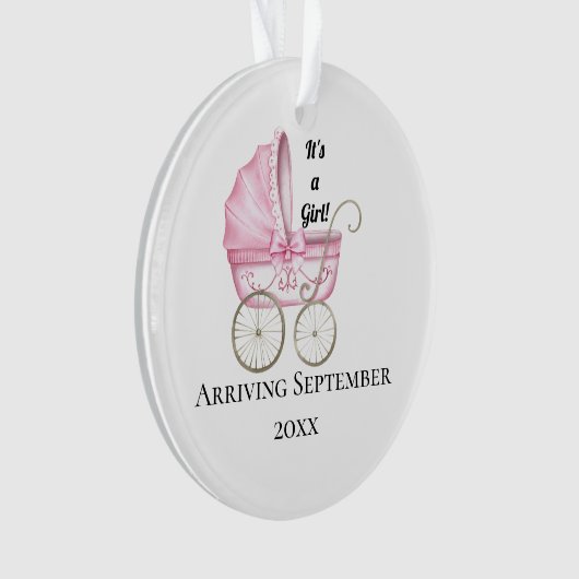 Es ist ein Mädchen! Ankündigung von Pink Baby Preg Ornament (Vorderseite)