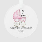 Es ist ein Mädchen! Ankündigung von Pink Baby Preg Ornament (Vorderseite)