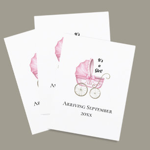 Es ist ein Mädchen! Ankündigung von Pink Baby Preg Postkarte