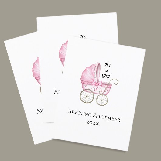 Es ist ein Mädchen! Ankündigung von Pink Baby Preg Postkarte