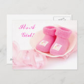 Es ist ein Mädchen! Ankündigungskarte Ankündigungspostkarte (Vorne/Hinten)