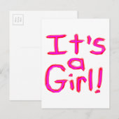 Es ist ein Mädchen! Ankündigungspostkarte (Vorne/Hinten)