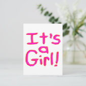 Es ist ein Mädchen! Ankündigungspostkarte (Stehend Vorderseite)