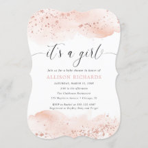 Es ist ein Mädchen Aquarell Rose Golden Rosa Baby