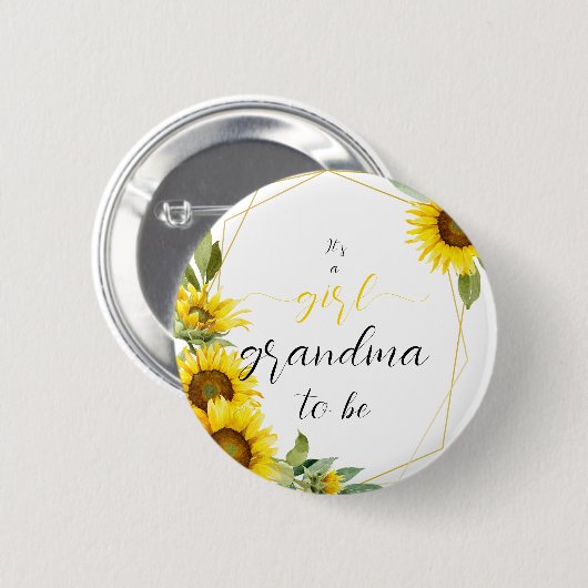 Es ist ein Mädchen! Aquarellblume Oma-to-be Button (Vorne & Hinten)