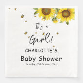 Es ist ein Mädchen! Aquarellblumen und Schmetterli Serviette (Vorderseite)