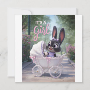 Es ist ein Mädchen: Baby Bunny im rosa Spitzenkind Ankündigung