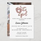 Es ist ein Mädchen Baby Dusche Custom Foto Rose Gl Einladung (Vorne/Hinten)