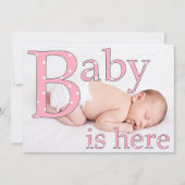 Es ist ein Mädchen, Baby ist hier, Geburtsankündig Ankündigung (Vorderseite)