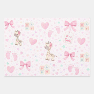 Es ist ein Mädchen Baby Shower Geschenkpapier Set