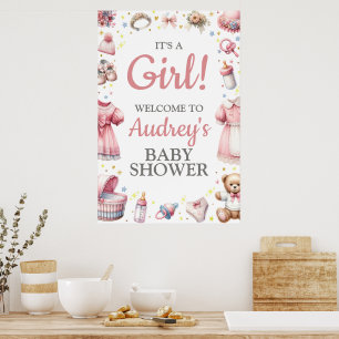 Es ist ein Mädchen! Baby Shower Hängeposter Poster