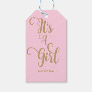 Es ist ein Mädchen Baby Shower Pink & Gold Individ Geschenkanhänger