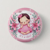 Es ist ein Mädchen Baby Shower Rosa Abzeichen mit Button (Vorderseite)