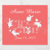 Es ist ein Mädchen! Babyankündigung Bunnies Weinet Schaumweinetikett (Einzelnes Label)