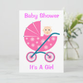 Es ist ein Mädchen: Babydusche Einladung (Stehend Vorderseite)