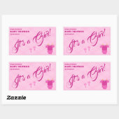 Es ist ein Mädchen! Babydusche rosa modern. Servie Rechteckiger Aufkleber (Blatt)