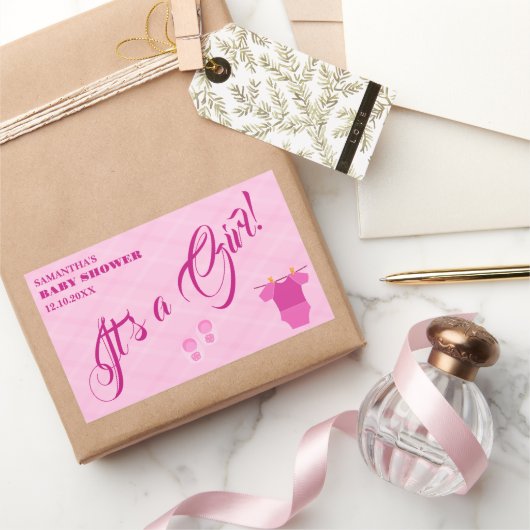 Es ist ein Mädchen! Babydusche rosa modern. Servie Rechteckiger Aufkleber (Schenken)