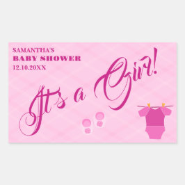 Es ist ein Mädchen! Babydusche rosa modern. Servie Rechteckiger Aufkleber