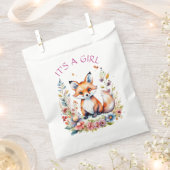 Es ist ein Mädchen | Babyfox und Blume Kinderdusch Geschenktütchen (Ausgeschnitten)