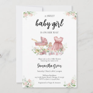 Es ist ein Mädchen Babykleidung Babyparty Einladung