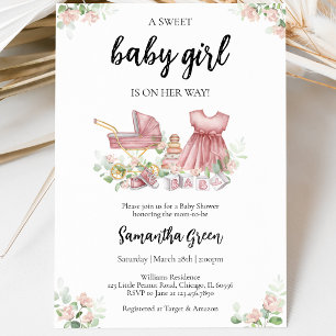 Es ist ein Mädchen Babykleidung Babyparty Einladung