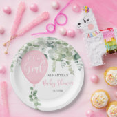 Es ist ein Mädchen Ballon Mädchen Dusche Grün. Pappteller (Party)