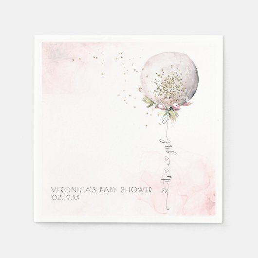 Es ist ein Mädchen | Balloon Baby Dusche Personali Serviette (Vorderseite)