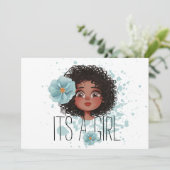 Es ist ein Mädchen, Blueflower, Baby-Mädchen-Gebur Ankündigung (Stehend Vorderseite)