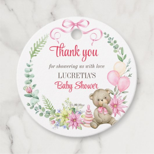 Es ist ein Mädchen Blumenkranz Babydusche danke Geschenkanhänger (Vorderseite)