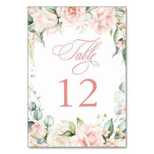 Es ist ein Mädchen - Blush Florals Baby Shower Tischnummer