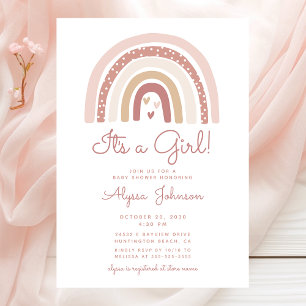 Es ist ein Mädchen Boho Regenbogen Babyshower-Einl Einladung
