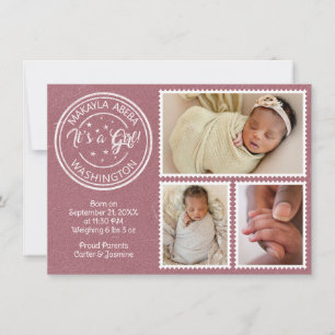Es ist ein Mädchen! Briefmarken Ankündigung