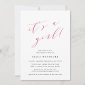 Es ist ein Mädchen | Calligraphy Baby Shower Einla Einladung (Vorderseite)