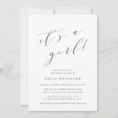 Es ist ein Mädchen | Calligraphy Baby Shower Einla Einladung (Vorderseite)