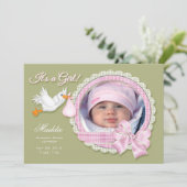 Es ist ein Mädchen! Custom New Baby Ankündigung (Stehend Vorderseite)