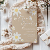 Es ist ein Mädchen Daisy Beige Baby Shower Einladu Einladung