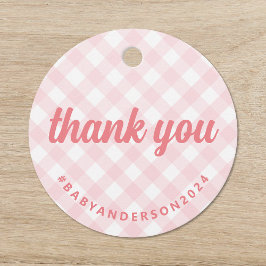 Es ist ein Mädchen Danke Gingham Baby Dusche Geschenkanhänger