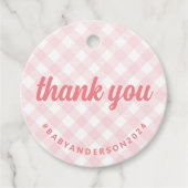 Es ist ein Mädchen Danke Gingham Baby Dusche Geschenkanhänger (Vorderseite)
