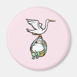 Es ist ein Mädchen, das der Storch auf rosa Lizenz Magnet