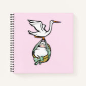 Es ist ein Mädchen, das der Storch auf rosa Lizenz Notizblock (Vorderseite)