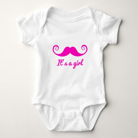 Es ist ein Mädchen-Design mit rosa Schnurrbart für Baby Strampler (Vorderseite)