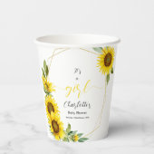 Es ist ein Mädchen! Dusche für Sonnenblumen Pappbecher (Rückseite)