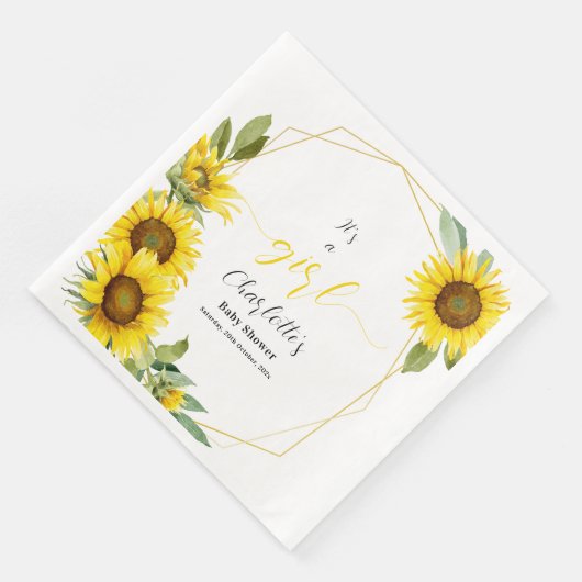 Es ist ein Mädchen! Dusche für Sonnenblumen Serviette (Ecke)