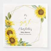 Es ist ein Mädchen! Dusche für Sonnenblumen Serviette (Vorderseite)