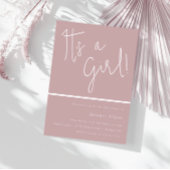 Es ist ein Mädchen! Dusty Pink Mauve Girls Babydus Einladung