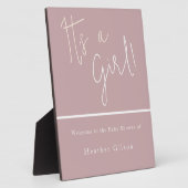 Es ist ein Mädchen! Dusty Rose Mauve Baby Duschein Fotoplatte (Seite)