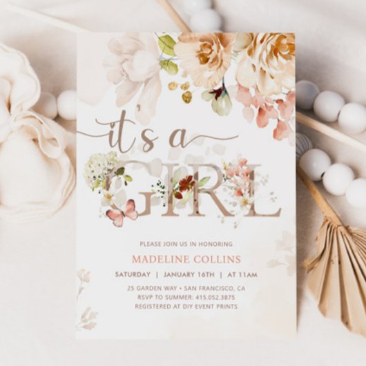 Es ist ein Mädchen, ein Baby in Bloom, eine Garten Einladung